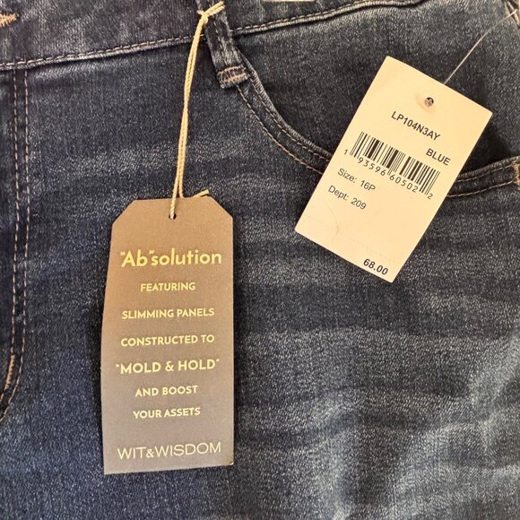 Wit & Wisdom Ab-Solution Ankle Skimmer Jeans 16P Blue Stretch Denim Raw Hem - Picture 3 of 12